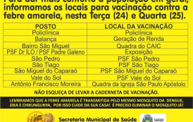 Fique atento às mudanças dos locais de vacinação em Guaçuí