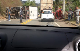 Acidente entre carro e caminhão hoje no Guaçuí-ES deixa dois feridos.