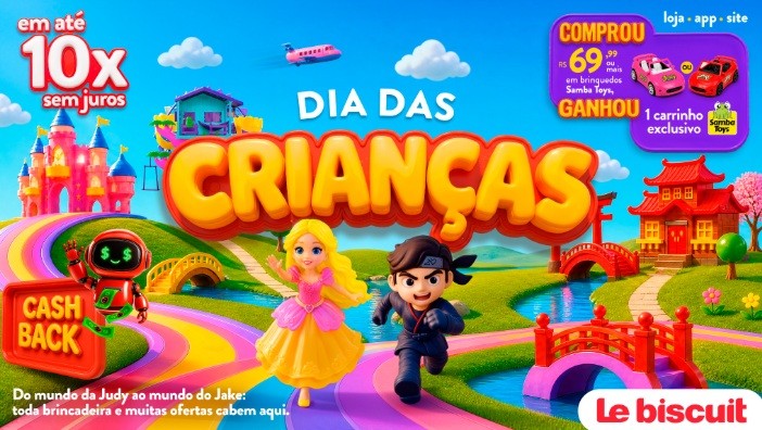 Le biscuit celebra Dia das Crianças e transforma lojas em um universo de brincadeiras Le biscuit celebra Dia das Crianças e transforma lojas em um universo de brincadeiras